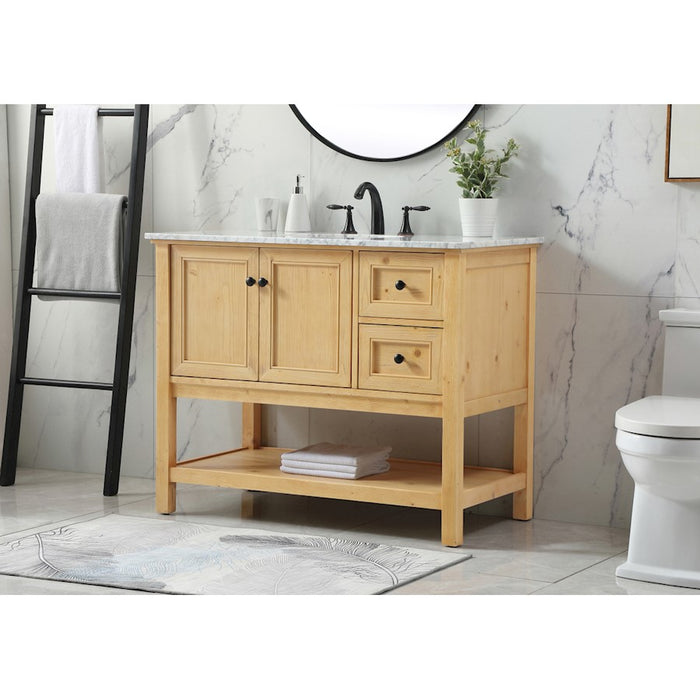 Elegant Metropolis 42" Single Bathroom Vanity, Natural Wood