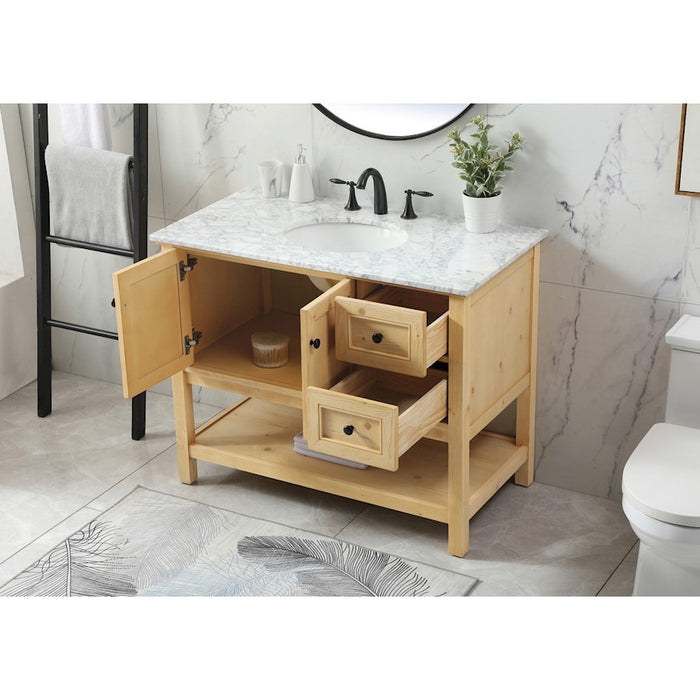 Elegant Metropolis 42" Single Bathroom Vanity, Natural Wood