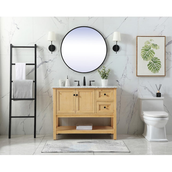 Elegant Metropolis 42" Single Bathroom Vanity, Natural Wood