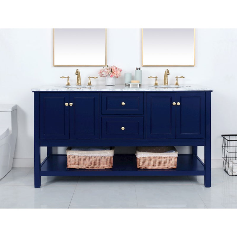 Elegant Kitchen/Bath Metropolis 60" Single Bathroom Vanity, Blue