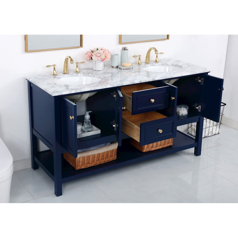 Elegant Kitchen/Bath Metropolis 60" Single Bathroom Vanity, Blue