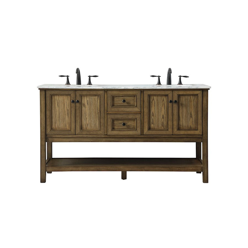Elegant Metropolis 60" Double Bathroom Vanity, Driftwood - VF27060DDW