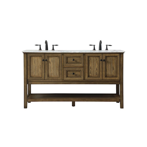 Elegant Metropolis 60" Double Bathroom Vanity, Driftwood - VF27060DDW