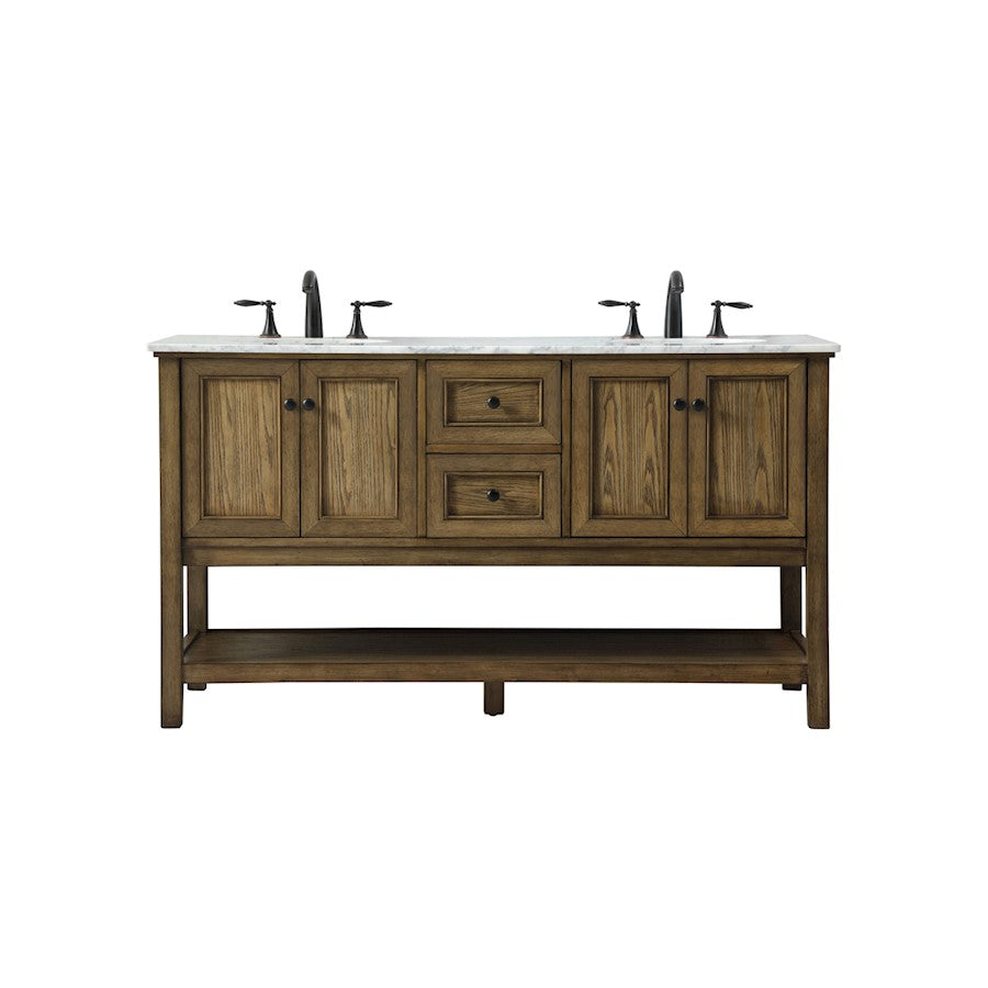 Elegant Metropolis 60" Double Bathroom Vanity, Driftwood - VF27060DDW