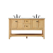 Elegant Metropolis 60" Double Bathroom Vanity, Natural Wood - VF27060DNW