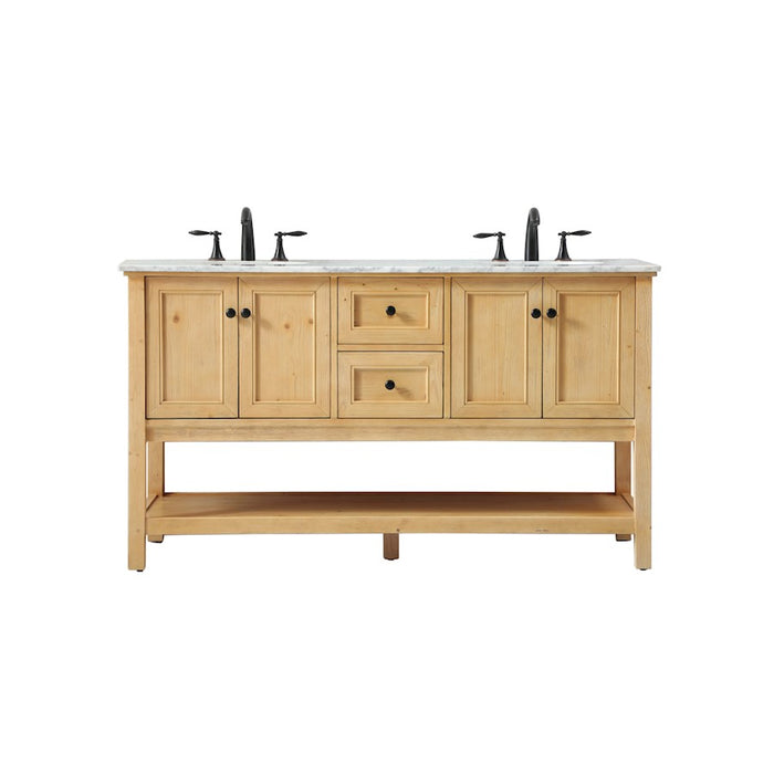 Elegant Metropolis 60" Double Bathroom Vanity, Natural Wood - VF27060DNW