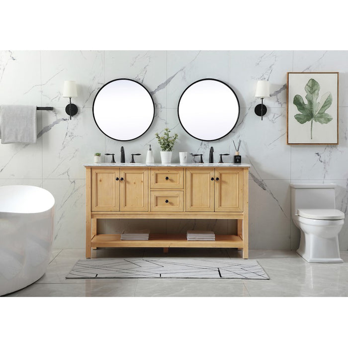 Elegant Metropolis 60" Double Bathroom Vanity, Natural Wood