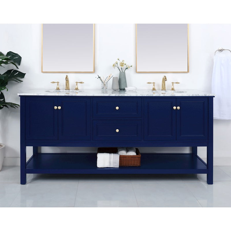 Elegant Kitchen/Bath Metropolis 72" Single Bathroom Vanity, Blue