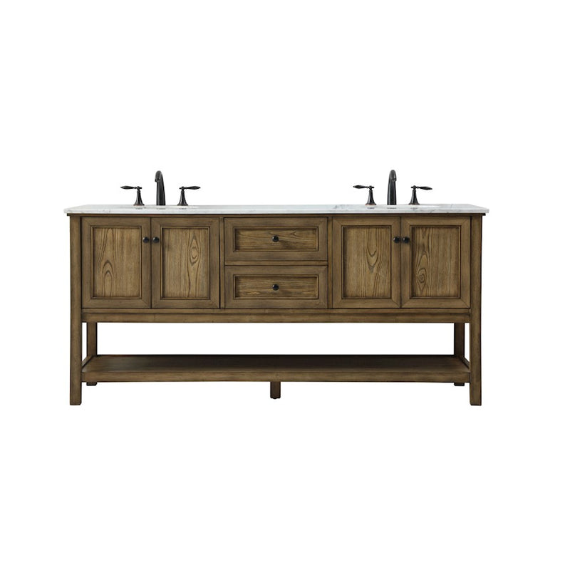 Elegant Metropolis 72" Double Bathroom Vanity, Driftwood - VF27072DDW