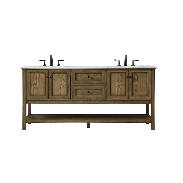 Elegant Metropolis 72" Double Bathroom Vanity, Driftwood - VF27072DDW