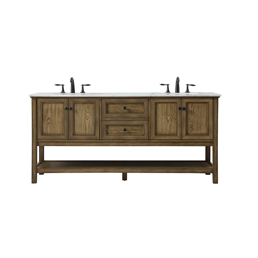 Elegant Metropolis 72" Double Bathroom Vanity, Driftwood - VF27072DDW