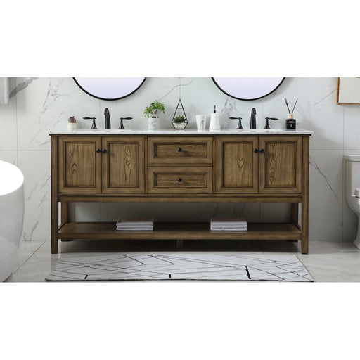 Elegant Metropolis 72" Double Bathroom Vanity, Driftwood