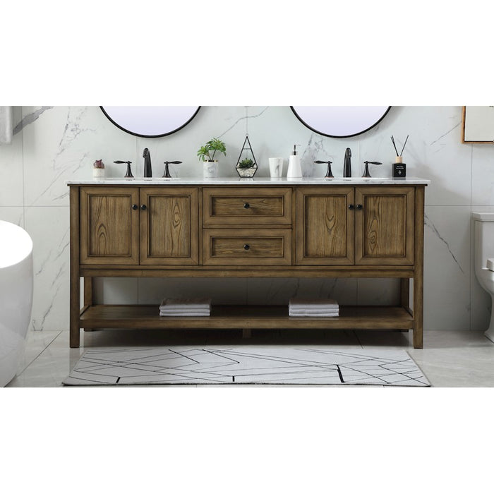 Elegant Metropolis 72" Double Bathroom Vanity, Driftwood
