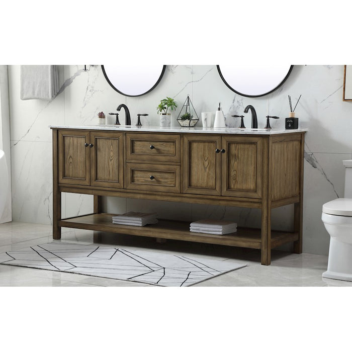 Elegant Metropolis 72" Double Bathroom Vanity, Driftwood