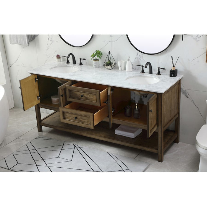 Elegant Metropolis 72" Double Bathroom Vanity, Driftwood