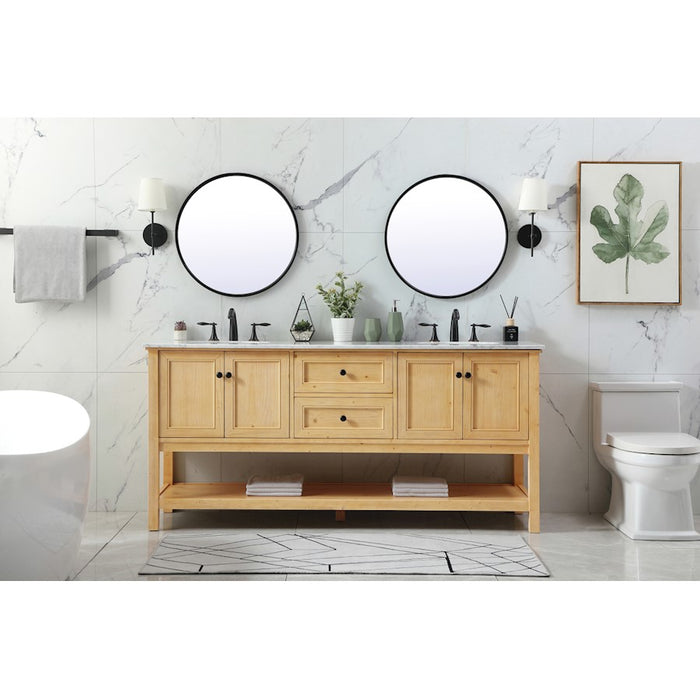 Elegant Metropolis 72" Double Bathroom Vanity, Driftwood