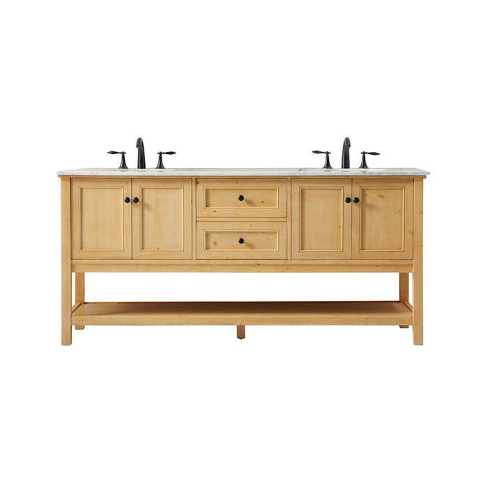 Elegant Metropolis 72" Double Bathroom Vanity, Natural Wood - VF27072DNW