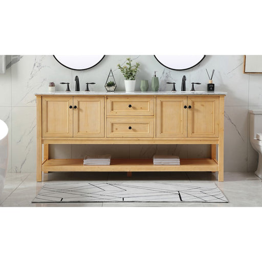 Elegant Metropolis 72" Double Bathroom Vanity, Natural Wood