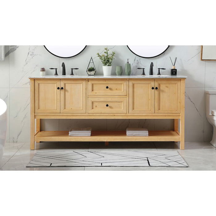 Elegant Metropolis 72" Double Bathroom Vanity, Natural Wood
