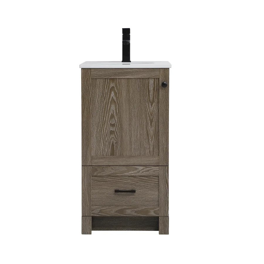 Elegant Kitchen/Bath Soma 18" Single Bathroom Vanity, Weathered Oak - VF2818WO