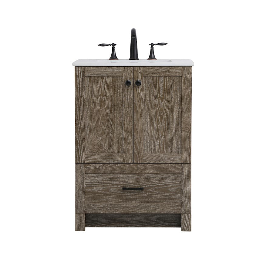 Elegant Kitchen/Bath Soma 24" Single Bathroom Vanity, Weathered Oak - VF2824WO