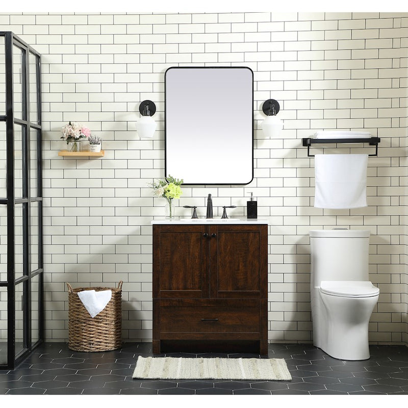 Elegant Kitchen/Bath Soma 24" Single Bathroom Vanity, Weathered Oak