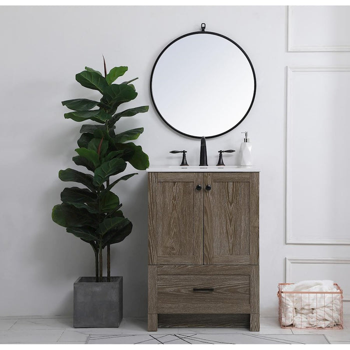 Elegant Kitchen/Bath Soma 24" Single Bathroom Vanity, Weathered Oak