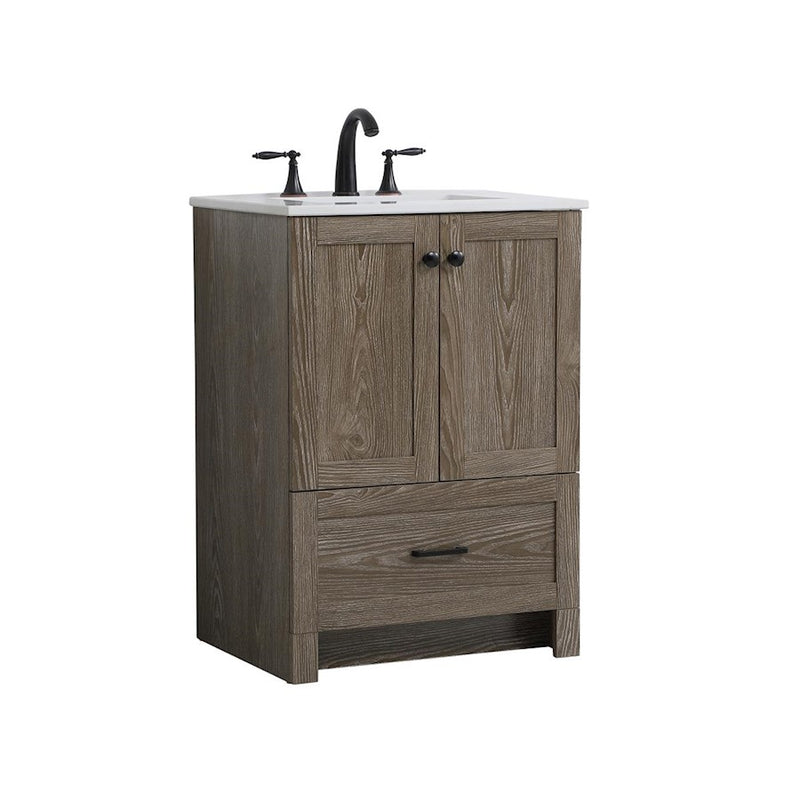 Elegant Kitchen/Bath Soma 24" Single Bathroom Vanity, Weathered Oak