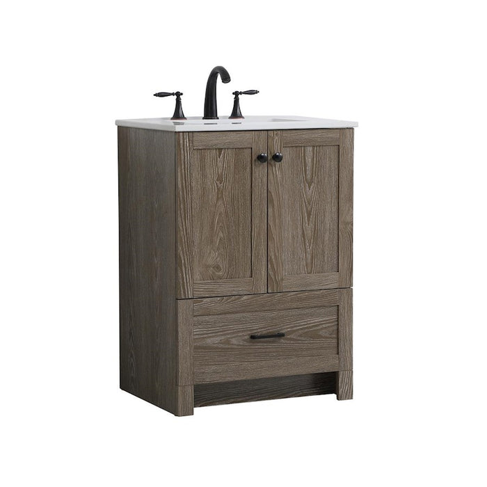 Elegant Kitchen/Bath Soma 24" Single Bathroom Vanity, Weathered Oak