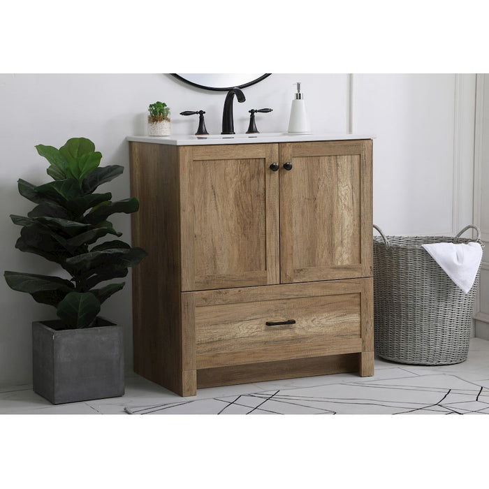 Elegant Kitchen/Bath Soma 30" Single Bathroom Vanity, Natural Oak