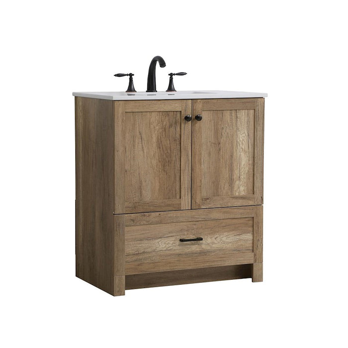 Elegant Kitchen/Bath Soma 30" Single Bathroom Vanity, Natural Oak
