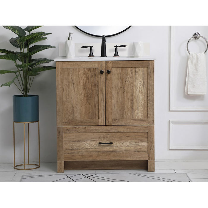 Elegant Soma 30" Single Bathroom Vanity, Natural Oak/Backsplash