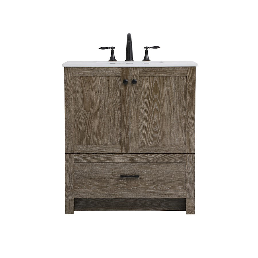 Elegant Kitchen/Bath Soma 30" Single Bathroom Vanity, Weathered Oak - VF2830WO