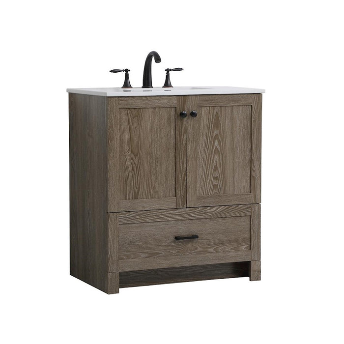 Elegant Kitchen/Bath Soma 30" Single Bathroom Vanity, Weathered Oak