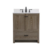 Elegant Soma 30" Single Bathroom Vanity, Weathered Oak/Backsplash - VF2830WO-BS