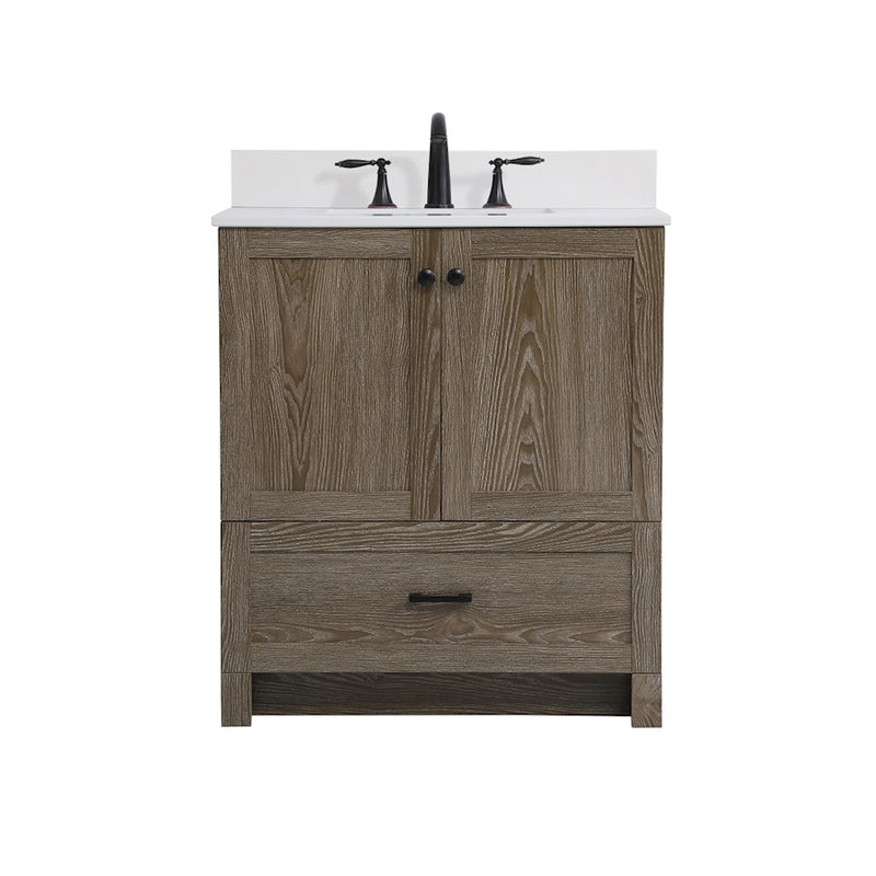 Elegant Soma 30" Single Bathroom Vanity, Weathered Oak/Backsplash - VF2830WO-BS