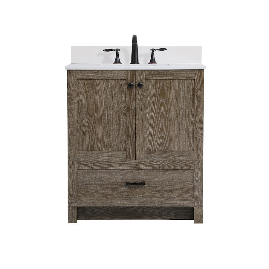 Elegant Soma 30" Single Bathroom Vanity, Weathered Oak/Backsplash - VF2830WO-BS