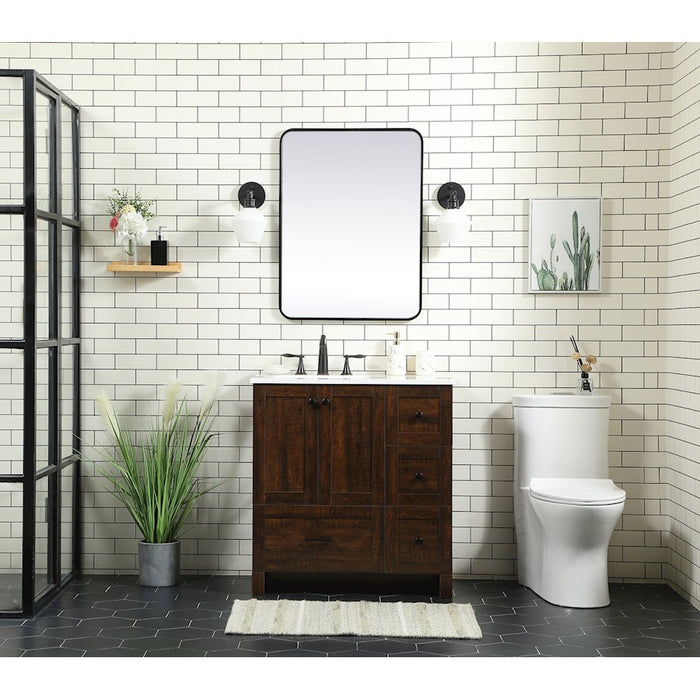 Elegant Soma 30" Single Bathroom Vanity, Weathered Oak/Backsplash