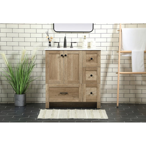 Elegant Kitchen/Bath Soma 32" Single Bathroom Vanity, Natural Oak