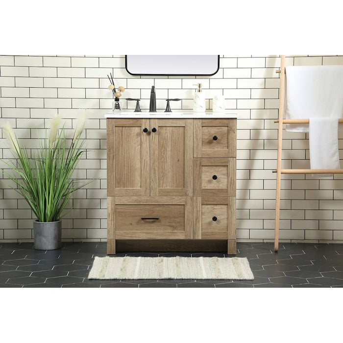Elegant Kitchen/Bath Soma 32" Single Bathroom Vanity, Natural Oak