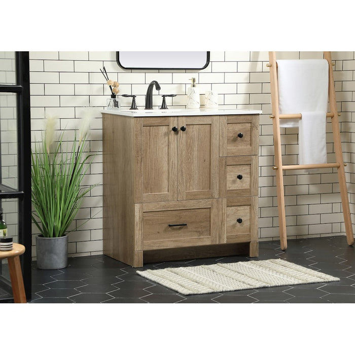 Elegant Kitchen/Bath Soma 32" Single Bathroom Vanity, Natural Oak