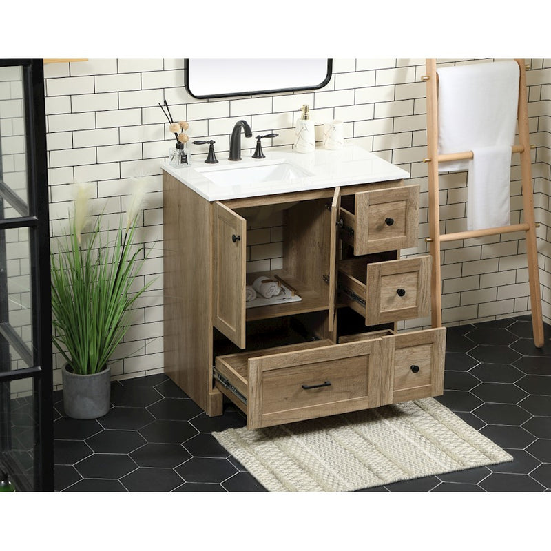 Elegant Kitchen/Bath Soma 32" Single Bathroom Vanity, Natural Oak