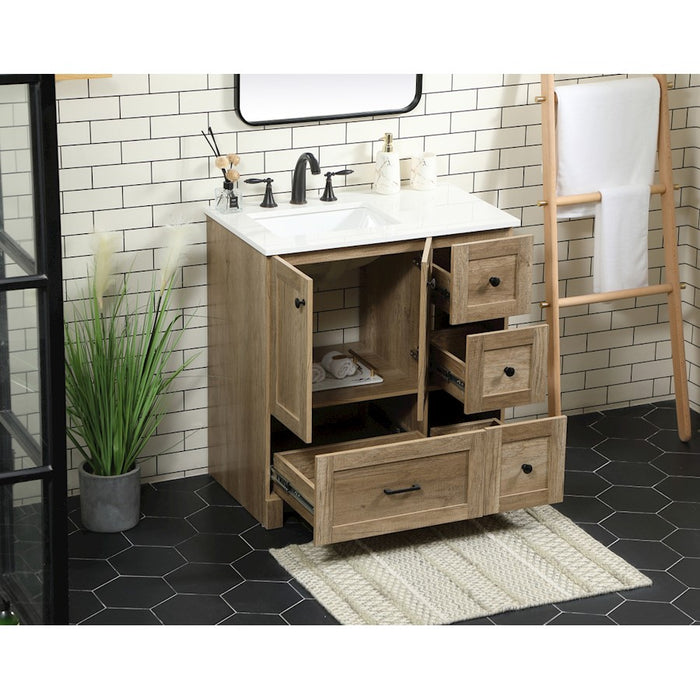 Elegant Kitchen/Bath Soma 32" Single Bathroom Vanity, Natural Oak