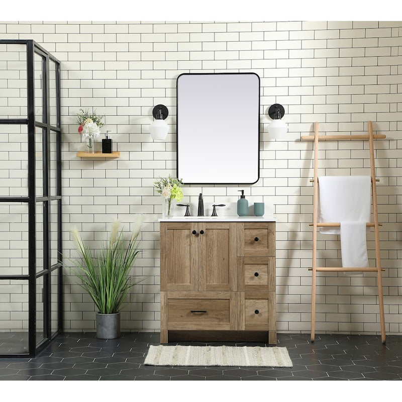Elegant Kitchen/Bath Soma 32" Single Bathroom Vanity, Natural Oak