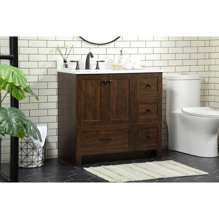 Elegant Soma 36" Single Bathroom Vanity, Expresso/Backsplash