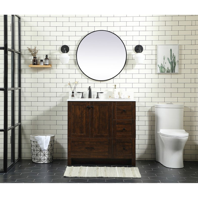 Elegant Soma 36" Single Bathroom Vanity, Expresso/Backsplash