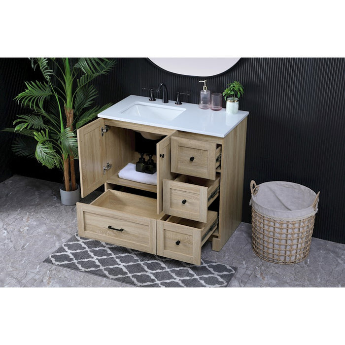 Elegant Kitchen/Bath Soma 36" Single Bathroom Vanity, Mango Wood