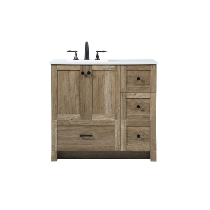 Elegant Kitchen/Bath Soma 36" Single Bathroom Vanity, Natural Oak - VF2836NT