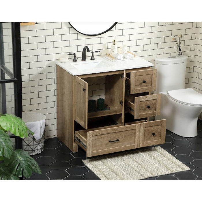 Elegant Kitchen/Bath Soma 36" Single Bathroom Vanity, Natural Oak