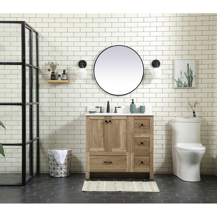 Elegant Kitchen/Bath Soma 36" Single Bathroom Vanity, Natural Oak